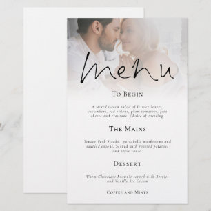 Menu de Casamento de Fotografias de Script Moderno