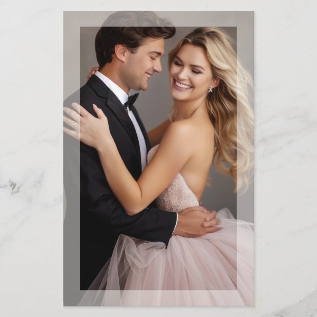 Menu de Casamento de Fotos de Elegância Moderna (Frente)