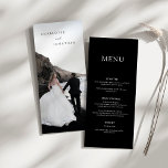Menu de casamento de fotos modernas minimalistas n<br><div class="desc">Menu de casamento de fotos modernas minimalistas negras</div>