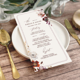 Menu de Casamento de Fronteira Desenhada de Anêmon