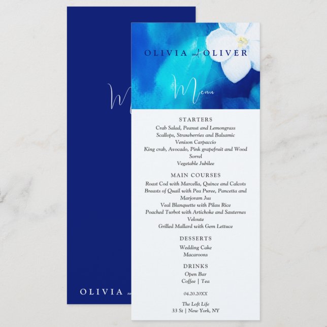 Menu de Casamento de Fundamento de primavera (Frente/Verso)