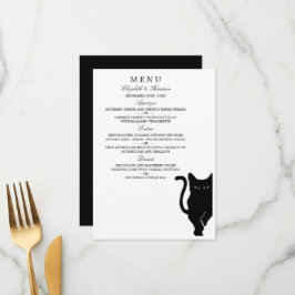 Menu de Casamento de Gatos Negra Brancos Modernos