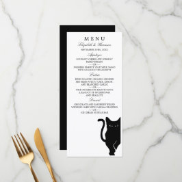 Menu de Casamento de Gatos Negra Brancos Modernos