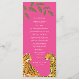 Menu de Casamento de Gatos Selvagens Tropicais