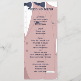 Menu De Casamento De Gay Azul E Rosa Elegante