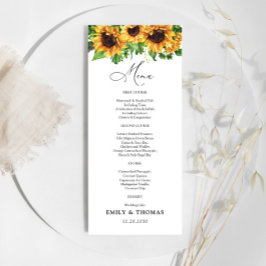 Menu de Casamento de Girassol