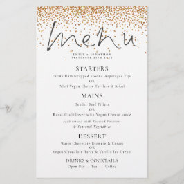 Menu de Casamento de Glitter Dourado de Script Ele