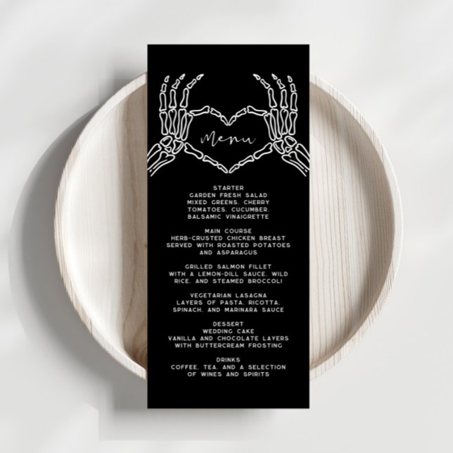 Menu de Casamento de Halloween do Esqueleto Gótico (Criador carregado)