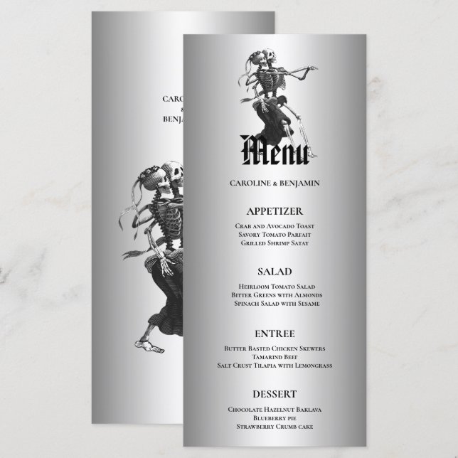 Menu de Casamento de Halloween Elegante (Frente/Verso)