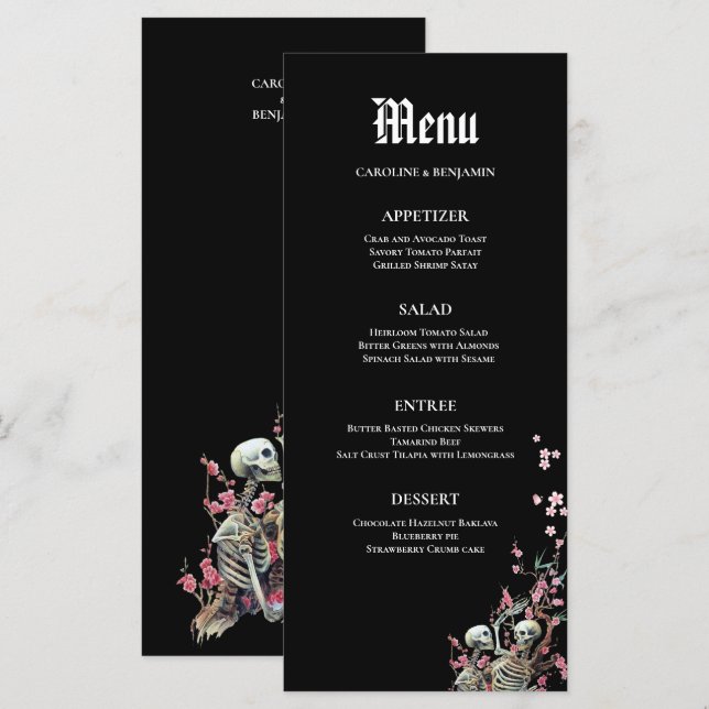 Menu de Casamento de Halloween Elegante (Frente/Verso)