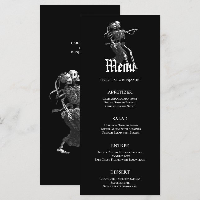 Menu de Casamento de Halloween Elegante (Frente/Verso)