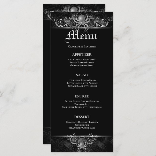 Menu de Casamento de Halloween Elegante (Frente/Verso)