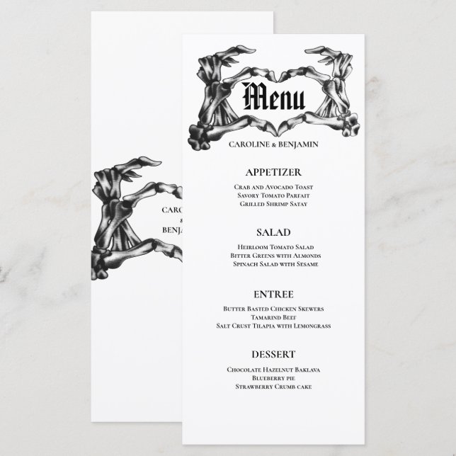 Menu de Casamento de Halloween Elegante (Frente/Verso)