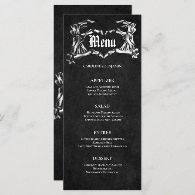 Menu de Casamento de Halloween Elegante (Frente/Verso)