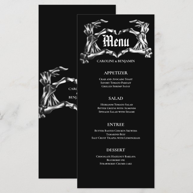 Menu de Casamento de Halloween Elegante (Frente/Verso)