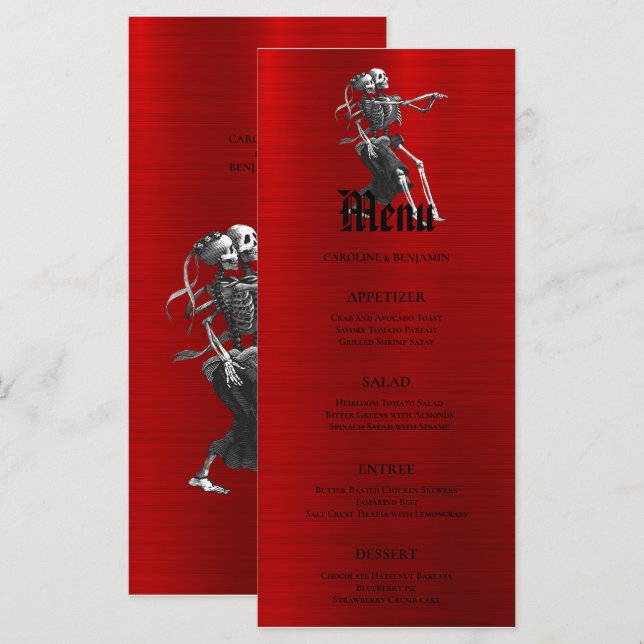 Menu de Casamento de Halloween Elegante (Frente/Verso)