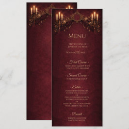 Menu de Casamento de Halloween Floral Gótico Elega