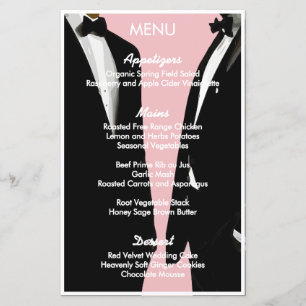 Menu de Casamento de Homens Gay Modernos Elegantes