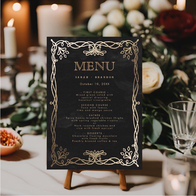 Menu de Casamento de Ivy Dourado medieval gótico (Criador carregado)