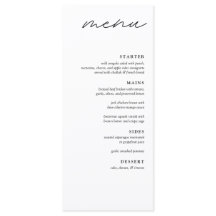 Menu de Casamento de Janto de 4 Curso Minimalista