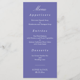 Menu de Casamento de Lavandas Elegante
