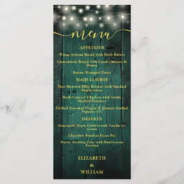 Menu de Casamento de Madeira das Luzes Russas Verd