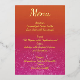 Menu de Casamento de Mandala do Ombre Rosa e Laran