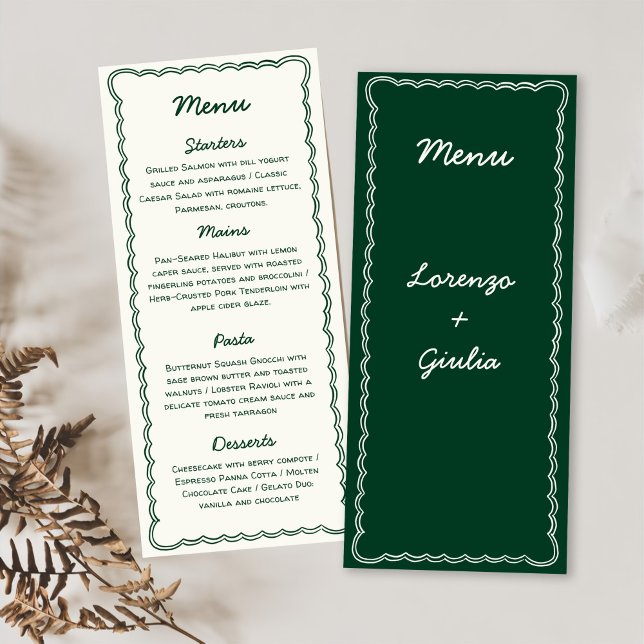 Menu de Casamento de Manuscrito Verde Retroativo c (Criador carregado)
