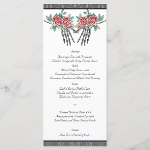 Menu de Casamento de Mãos e Rosas do Esqueleto Gót