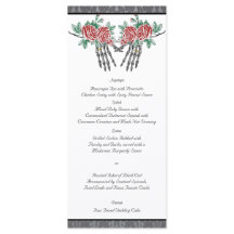 Menu de Casamento de Mãos e Rosas do Esqueleto Gót