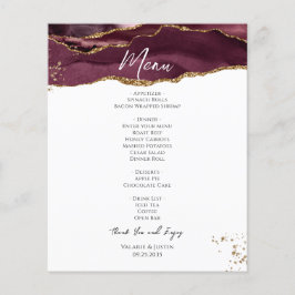 Menu de Casamento de Mármore Dourado com Glitter B
