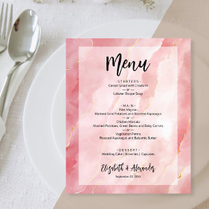 Menu de Casamento de Mármore Dourado Rosa de Orçam