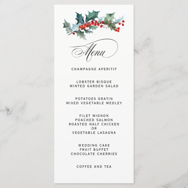 Menu de Casamento de Mola d'água de Natal de Green (Frente)