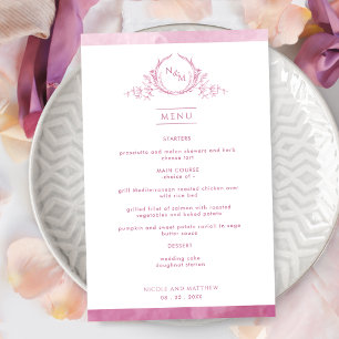 Menu de Casamento de Mola de Aquarela Rosa-Rosa-Mo