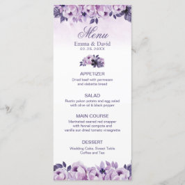Menu de Casamento de Mola Floral Purple com Aquare
