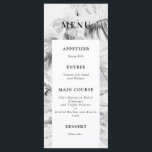 Menu de Casamento de Monstera Tropical Branca Negr<br><div class="desc">Menu de Casamento de Monstera Tropical Branca Negra inspirado em plantas tropicais modernas. Coleção de cheios https://www.zazzle.com/collections/moody_tropicals-119479855389279589</div>