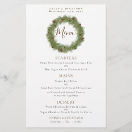 Menu de Casamento de Natal do Pine Cone Wreath