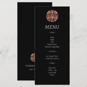 Menu de Casamento de Nó Dara Celtic, Rosa Dourado