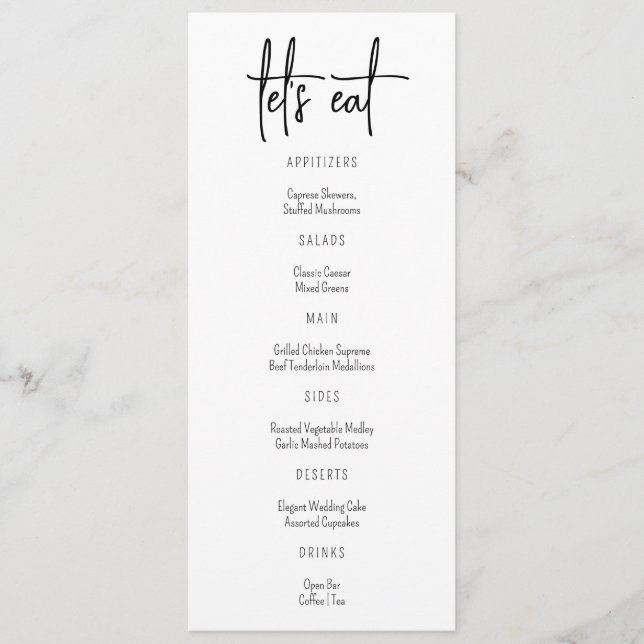 Menu de Casamento de Nome Personalizado Moderno do (Frente)
