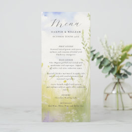 Menu de casamento de nuvens de flores silvestres d