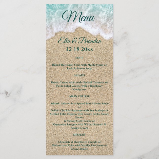 Menu de Casamento de Ondas de Praia (Frente)