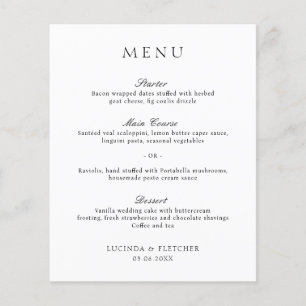 Menu de Casamento de Orçamento Formal Clássico Ele