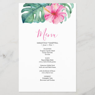 Menu de Casamento de Orçamento Tropical Hibiscus