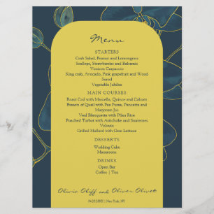 Menu de Casamento de Orquídea Azul Suave