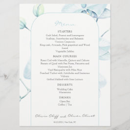 Menu de Casamento de Orquídea Azul Suave
