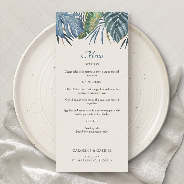 Menu de Casamento de Palm de Praia Tropical (Criador carregado)