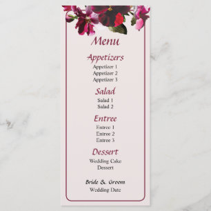 Menu de Casamento de Panteras Rosa e Magenta