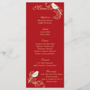 Menu de Casamento de Pássaros de Amor