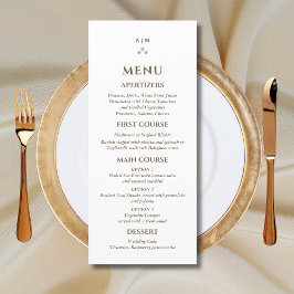 Menu de Casamento de Pérolas do Monograma Elegante