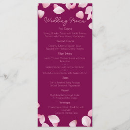 Menu de Casamento de Petais Rosa Romântica